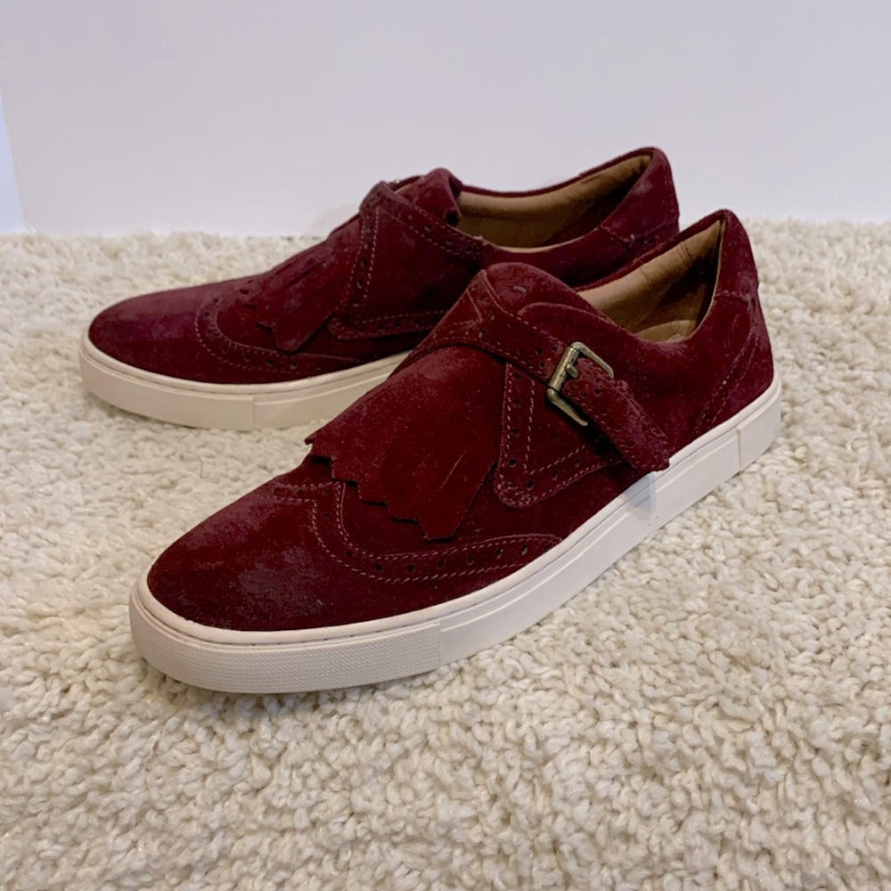 Frye burgundy red flats brogue women